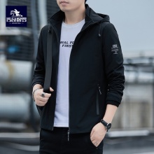 [专柜同款]传奇保罗夹克男新品外套2022春秋季可脱卸连帽连帽新款休闲男装男士潮流百搭 黑色(常规) M